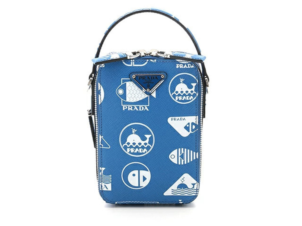 Prada Bag Shoulder Saffiano Leather Blue Marine Blue